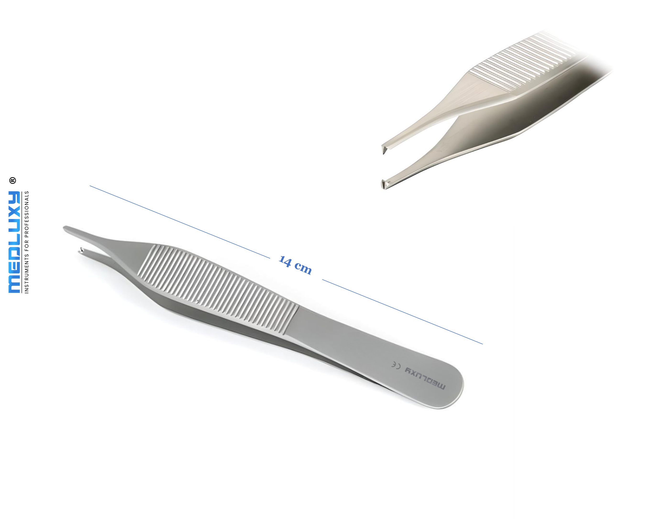 Medluxy - Pincet Adson - 1 x 2 Tanden - 14 cm - Verpleegkunde, EHBO Chirurgische Pincet Weefsel Pincet Tissue Forcep Pince Brucelles